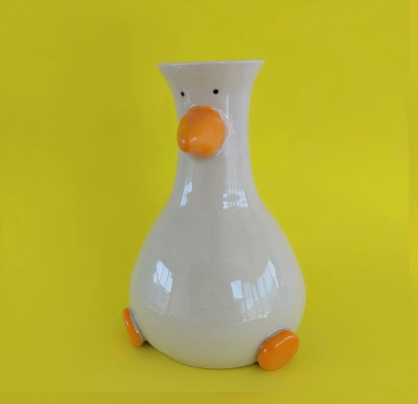 Silly Goose Vase - Richard Moonstreet Ceramics - Handmade ceramic goose style vase shown with some flowers