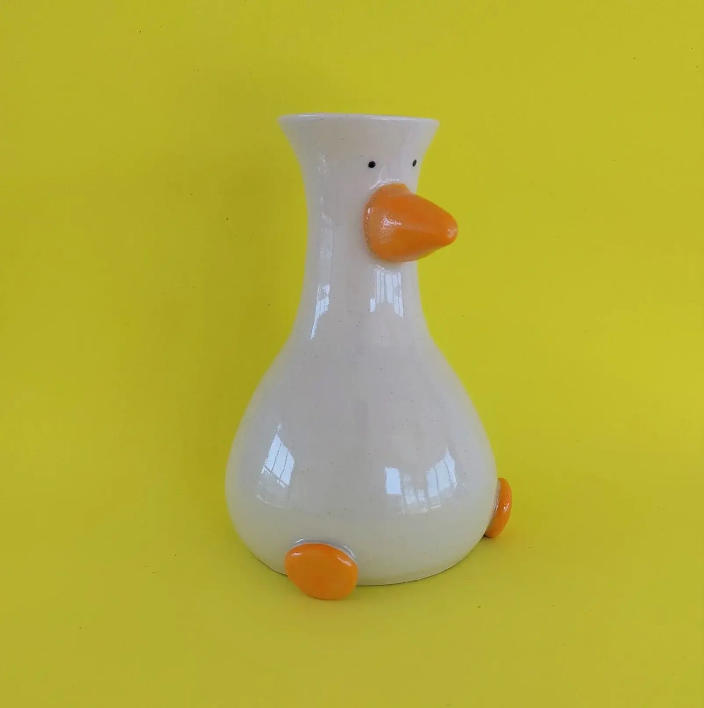 Silly Goose Vase - Richard Moonstreet Ceramics - Handmade ceramic goose style vase shown with some flowers