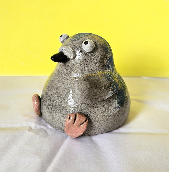 Pigeon with Sign - Handmade Ceramic Friend Richard Moonstreet Ceramics