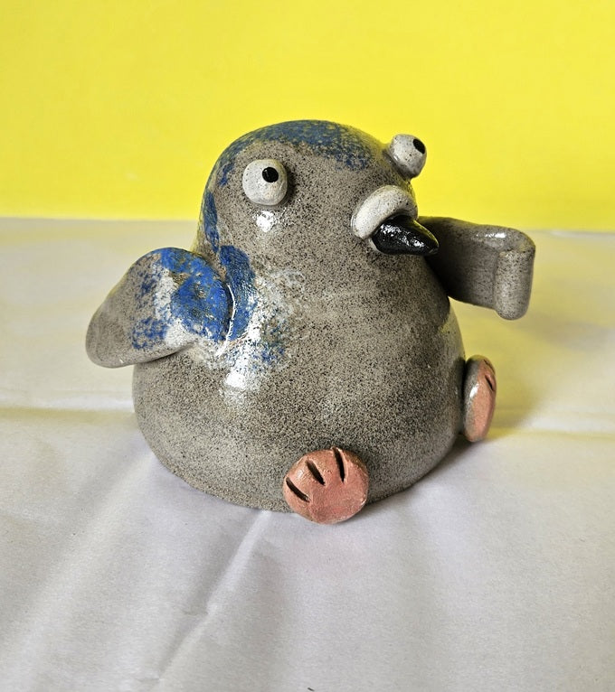 Pigeon with Sign - Handmade Ceramic Friend Richard Moonstreet Ceramics