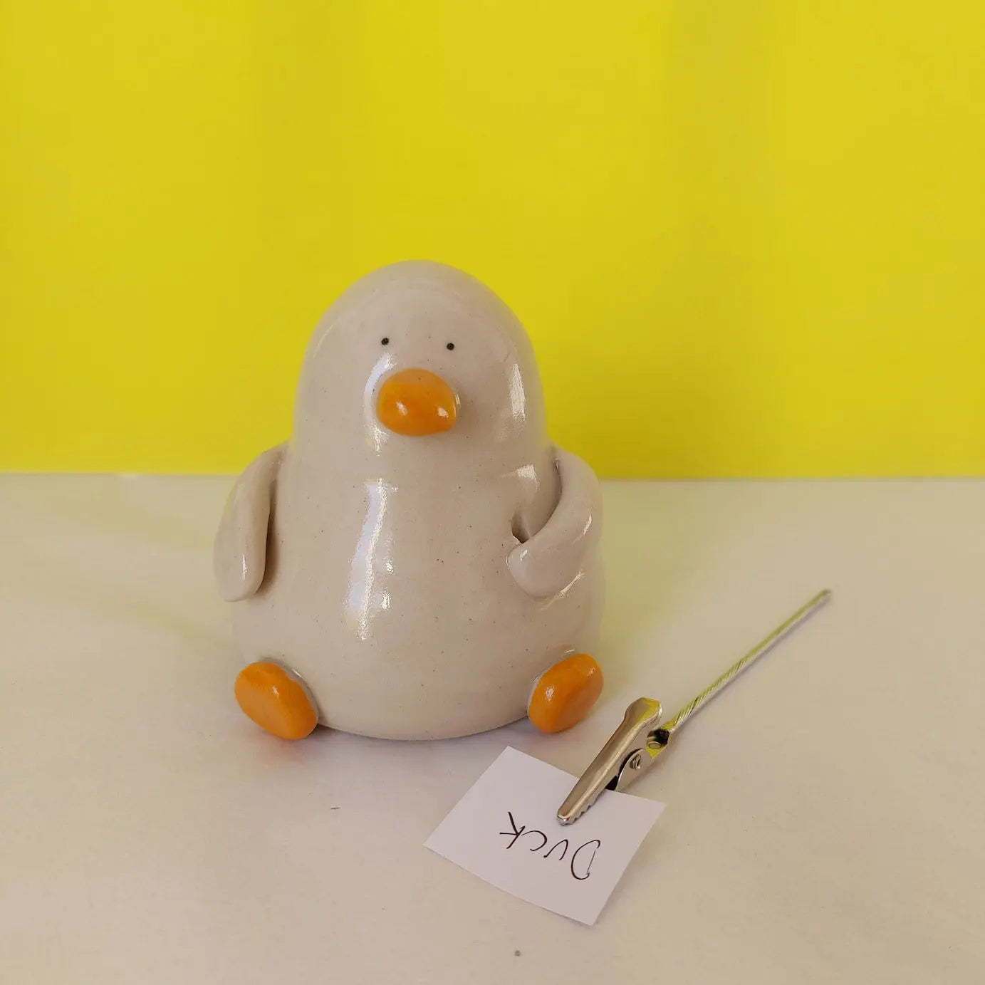 Jemima with the Reminder - Note Holder Duck - Richard Moonstreet Ceramics - Ceramic handmade ornament for desk