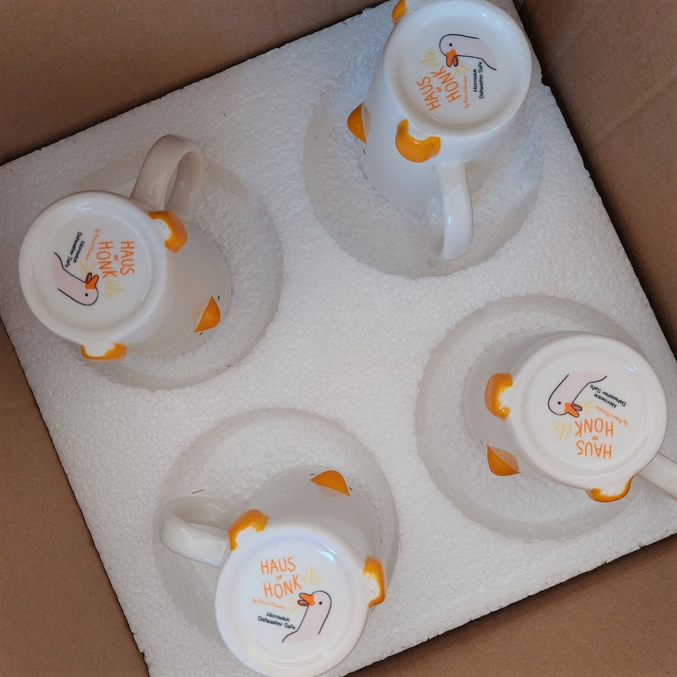 Set of 4 Ceramic Duck Mugs (by Haus of Honk)