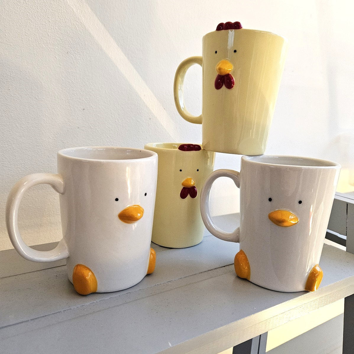 Combo Set of 4 Mugs - Chicken and Duck (by Haus of Honk)