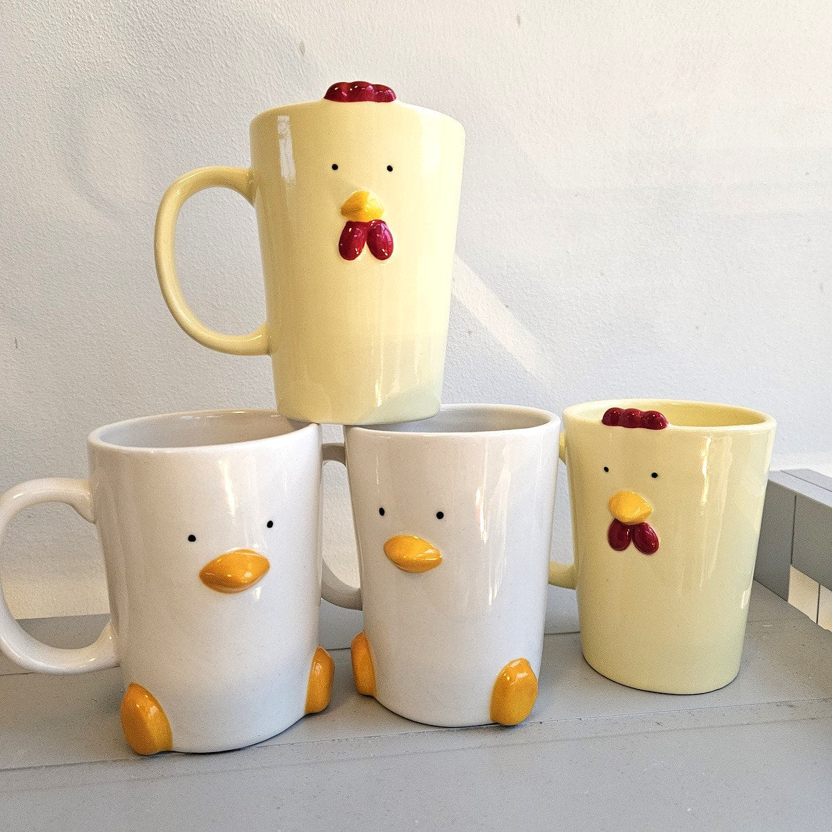 Combo Set of 4 Mugs - Chicken and Duck (by Haus of Honk)