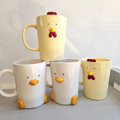 Combo Set of 4 Mugs - Chicken and Duck (by Haus of Honk)