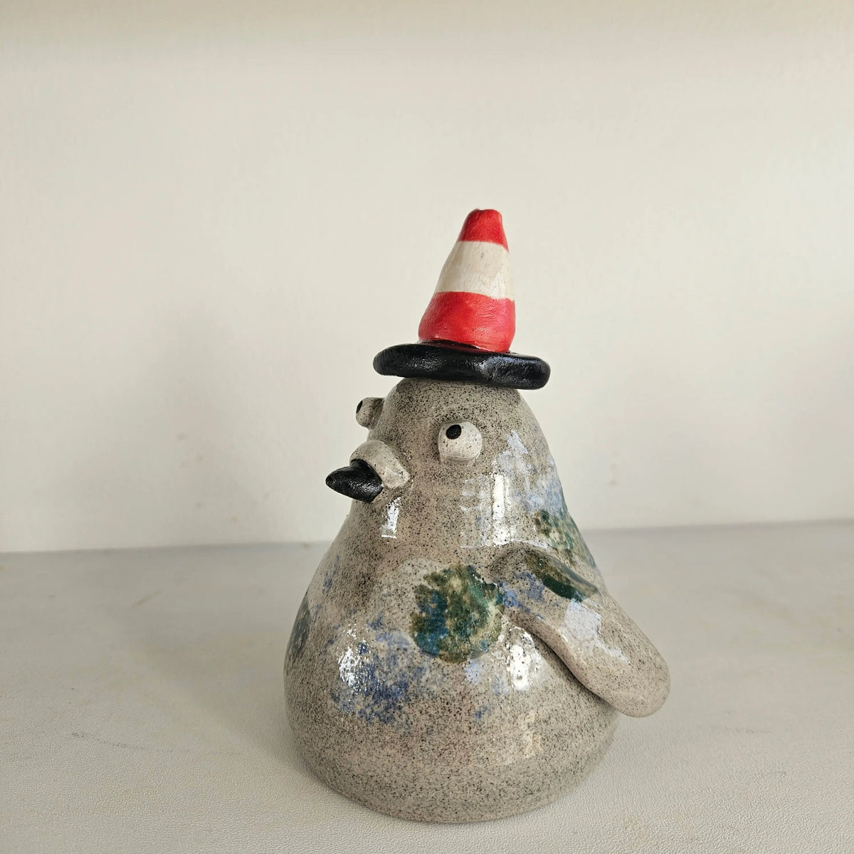 Sloane R Pottery Sloane with the Cone - Ceramic Handmade Pigeon with Traffic Cone ...